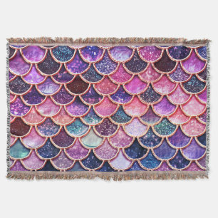 Pink Mermaid Glitter Scales- Mermaid Scales Throw Blanket