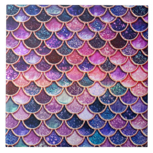 Pink Mermaid Glitter Scales- Mermaid Scales Tile