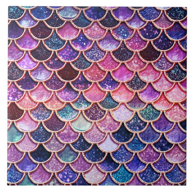 Pink Mermaid Glitter Scales- Mermaid Scales Tile (Front)