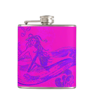 pink mermaid hip flask