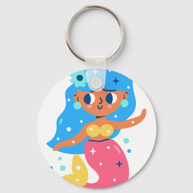Pink mermaid key ring (Front)