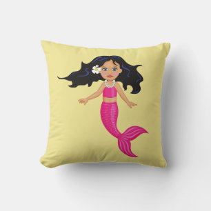 Pink mermaid mystical creature girl's room cushion