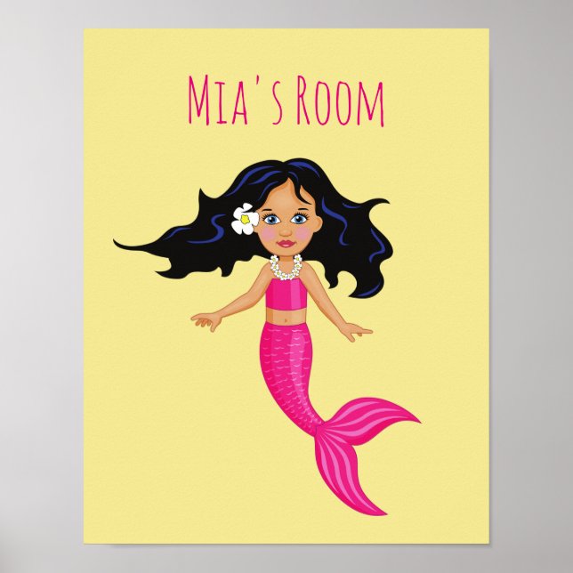 Pink mermaid mystical creature girl's room poster (Front)