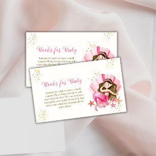 Pink Mermaid Ocean Starfish Books For Baby Shower Enclosure Card