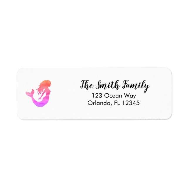 Pink Mermaid Painting Return Address Label (Front)