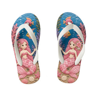 Pink Mermaid Quilt Kid's Thongs