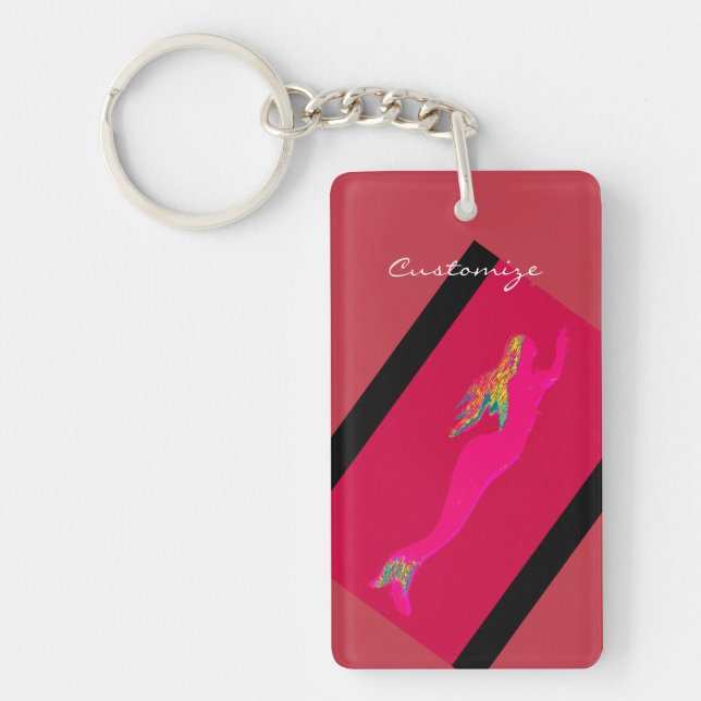 pink mermaid rising key ring (Front)