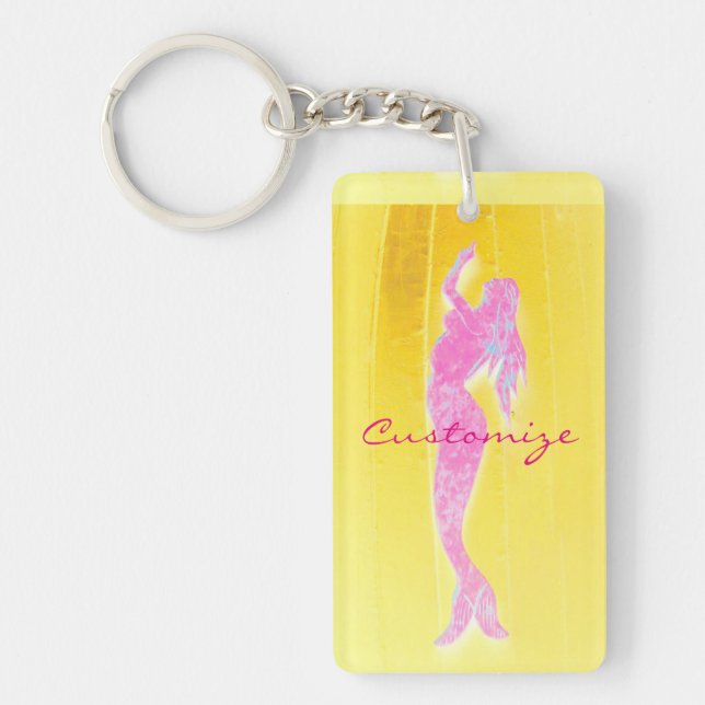 pink mermaid rising key ring (Front)