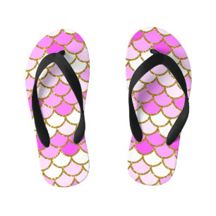 Pink Mermaid Scales Kid's Thongs