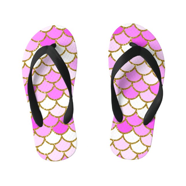 Pink Mermaid Scales Kid's Thongs (Footbed)