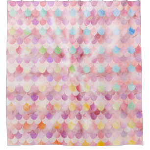 Pink Mermaid Scales Mermaid Fish Scales Pattern Shower Curtain