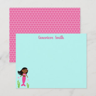 Pink Mermaid Stationery Note Card