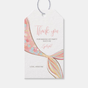 Pink Mermaid Tail Party Gift Tag
