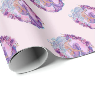 Pink mermaid unique  wrapping paper