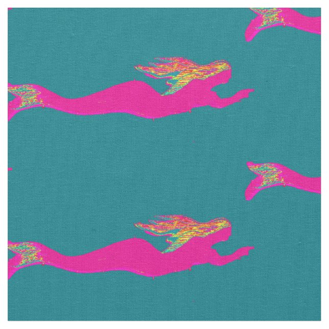 pink mermaids pattern any colour fabric (Close Up)
