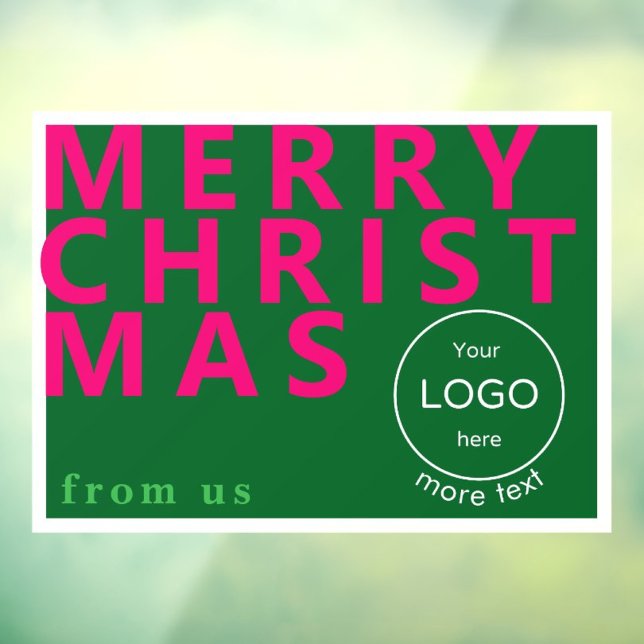 Pink Merry Christmas Business logo Window Cling (Creator Uploaded)