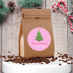 Pink Merry Christmas business Sticker