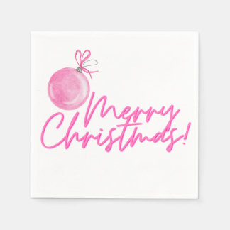 Pink Merry Christmas Cocktail Napkins