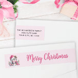 Pink Merry Christmas Cute Penguin Address Wrap Around Label<br><div class="desc">These unique pink Christmas wrap around labels feature the "Merry Christmas" saying in casual script font and a cute penguin in a pink Santa hat and the address text template. The template makes it easy to type your address before ordering.</div>