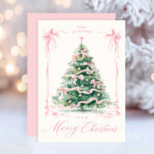 Pink Merry Christmas  Holiday Card