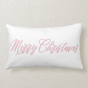 Pink Merry Christmas Lumbar Cushion