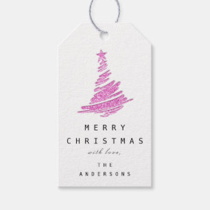 Pink Merry Christmas Tree Happy  From  Gift Tags