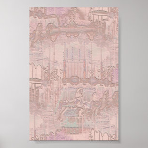 Pink Merry-Go-Round Horses Poster