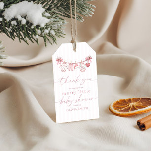 Pink Merry Little Baby Shower Girl Clothesline Gift Tags