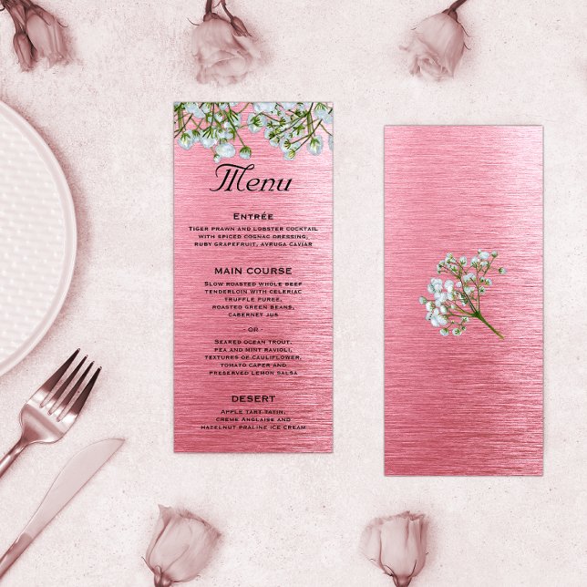 Pink Metal Modern Wedding Menu (Creator Uploaded)