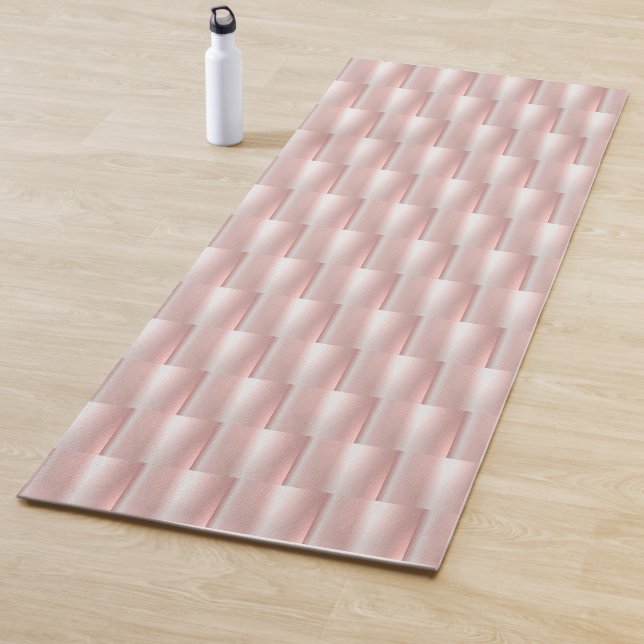 Pink Metallic Abstract Basket Weave Elegant Chic Yoga Mat (In Situ)