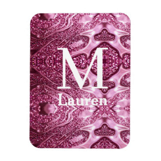 pink metallic abstract shiny monogram namegirly magnet