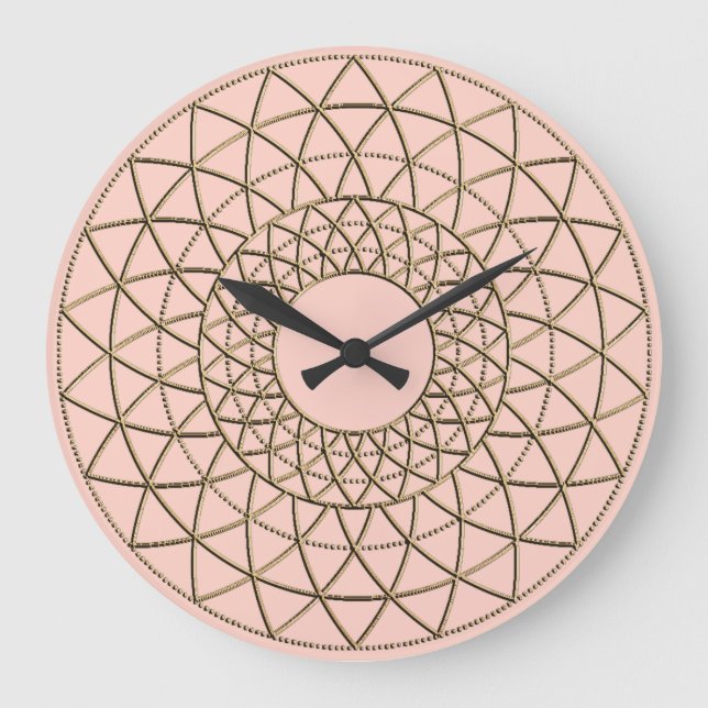 Pink Metallic Circle Pattern Acrylic Wall Clock (Front)