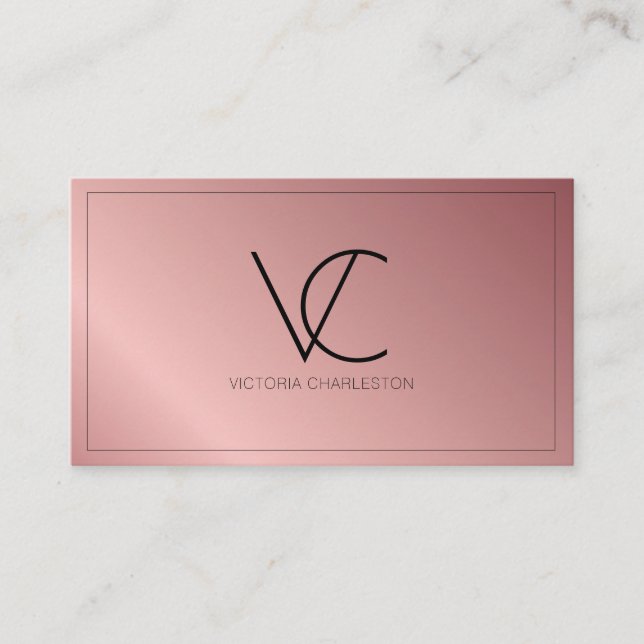 Pink Metallic Foil Modern Minimal Business Card (Front)