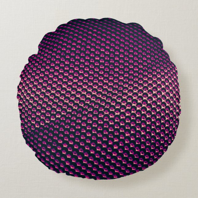 Pink metallic futuristic abstract background. round cushion (Front)