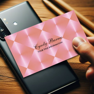 Pink Metallic Look Diamond Tiles Business Card