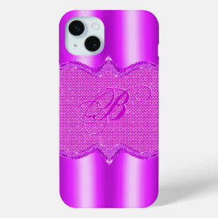 Pink Metallic Look With Diamonds Pattern iPhone 15 Mini Case