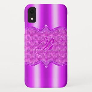 Pink Metallic Look With Diamonds Pattern iPhone XR Case