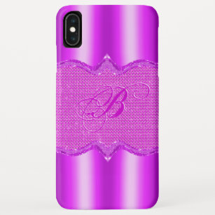 Pink Metallic Look With Diamonds Pattern iPhone XS Max Case