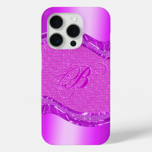 Pink Metallic Look With Diamonds Pattern iPhone 15 Pro Case