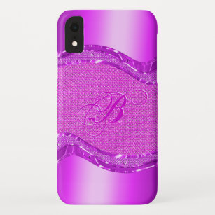 Pink Metallic Look With Diamonds Pattern iPhone XR Case