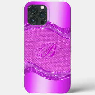 Pink Metallic Look With Diamonds Pattern iPhone 13 Pro Max Case