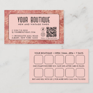 Pink Metallic QR Code Reward Business Card