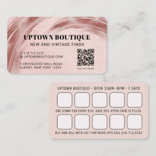Pink Metallic QR Code Reward Business Card