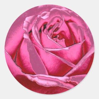 Pink Metallic Rose Classic Round Sticker