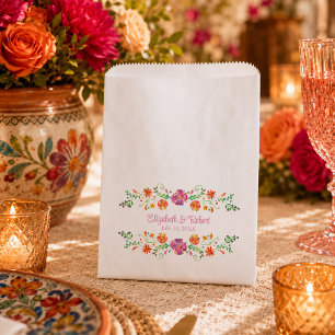 Pink Mexican Fiesta Floral Wedding Favour Bag