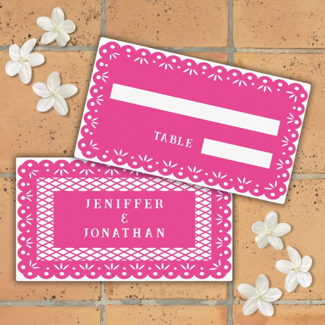 PINK MEXICAN PAPEL PICADO place card (Creator Uploaded)