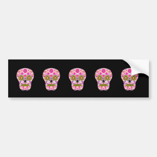Pink Mexican Sugar Skull Bumper Sticker