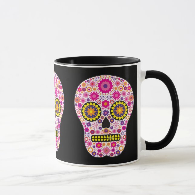 Pink Mexican Sugar Skull Mug (Right)