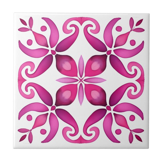 Pink Mexican talavera wedding favours printed Ceramic Tile (Front)