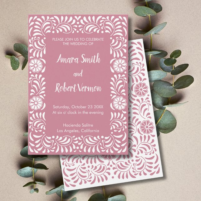 Pink Mexican Talavera wedding invitation (Creator Uploaded)
